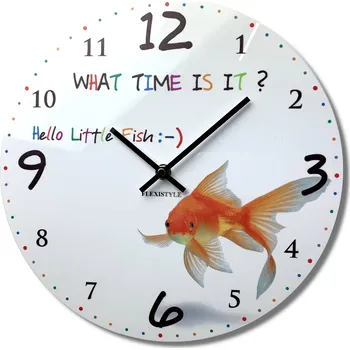 Hodiny Dětské hodiny na zeď zlatá rybička