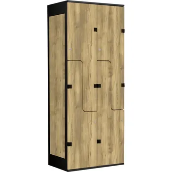 TRITON šatní skříň se 4 boxy a dveřmi ve tvaru Z, kov-lamino T1970, černá - dub Baroque Gold + doprava zdarma