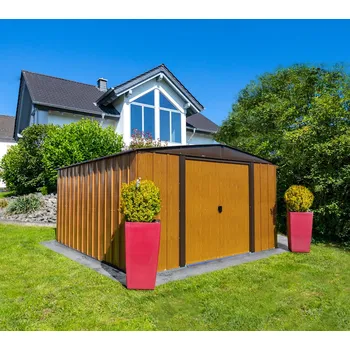 Zahradní domek Plechový zahradní domek Spacemaker 10x12 - Hnědá (Rozměr: 370x313x185 cm)