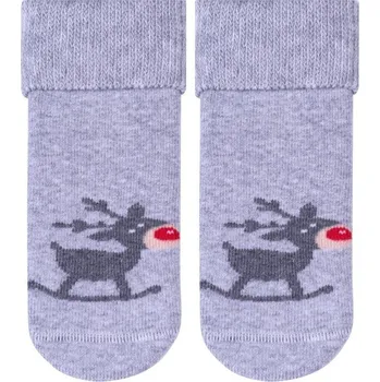 Světle šedé vánoční ponožky pro miminka Art.156 OG002, GREY Velikost: 11-13 měsíců