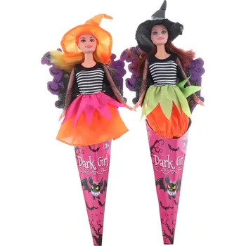 Panenka Panenka čarodějka kloubová v kornoutu Halloween 2 barvy