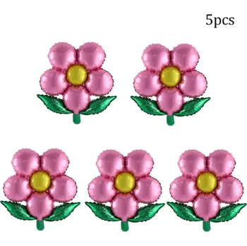 Narozeninová party - nafukovací balonky (květiny sada 5 ks/růže 1 ks) Varianta: květina 5 ks růžová s lístkem