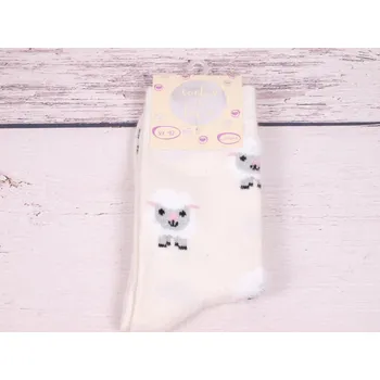 Dámské ponožky CNB BERLIN Termo ponožky DE 37715 teplé s vlnou a angorou smetanové s ovečkami velikosti ponožek: 23-25 (EUR vel. 35-38)