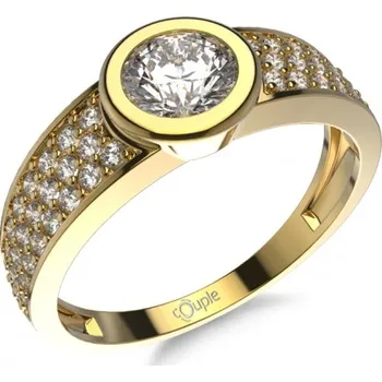 Prsten Couple, Moderní zásnubní prsten Perdita, žluté zlato se zirkony, vel. 55, prům. 17.5 mm, 585-52-1-0517.0Z00.0.55.001
