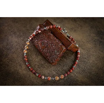 Náhrdelník Lampglas Pánský náhrdelník Earth Elements s 24karátovým zlatem v perlách Lampglas, jaspisem a chirurgickou ocelí