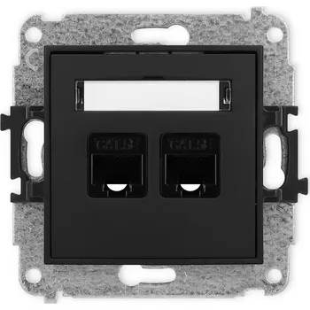 Elektrická zásuvka KARLIK Dvojitá zásuvka pro PC 2x RJ45, kat 5e, 8pin Barva: Matná černá