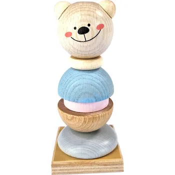 Dřevěná hračka Hess Nasazovací věž Medvídek