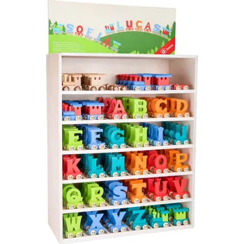 Vláček a vláčkodráha small foot Dřevěný vláček barevná abeceda 1 ks vagónku