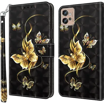 Náhradní kryt pro mobilní telefon VSECHNONAMOBIL 50995 ART Peněženkový kryt Motorola Moto G32 GOLD EN BUTTERFLY