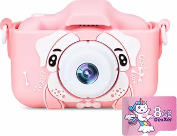 Digitální kompakt Dexxer ABC3 dětský digitální fotoaparát Dog + 8 GB SD karta růžový