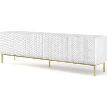 Televizní stolek ARTBm TV stolek RAVENNA C 4D 200 | bílá lesklá Provedení: Biela / biely lesk / zlatá podnož