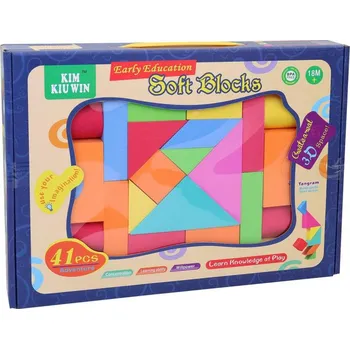 ostatní stavebnice Stavebnice baby soft kostky barevné plastové set 41ks v krabici
