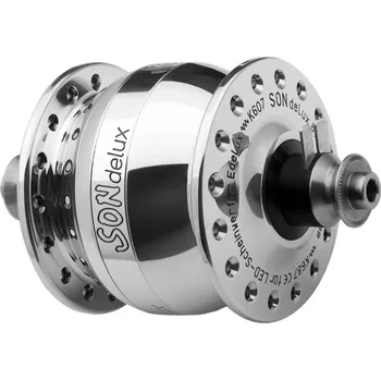 Cyklosvítilna SON Dynamo na kolo SONdelux - stříbrná (leštěná) - 20d, V-brzdy