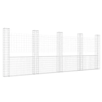 gabiony Železný gabionový koš ve tvaru U s 5 sloupky 500 x 20 x 200 cm