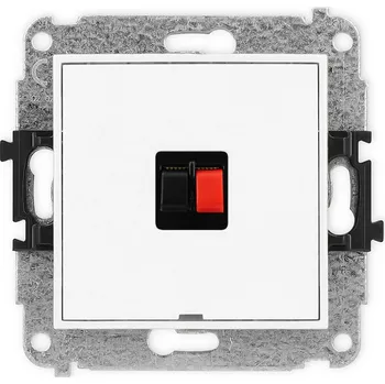 Elektrická zásuvka KARLIK Zásuvka pro reproduktor, bez popisového pole Barva: Matná bílá