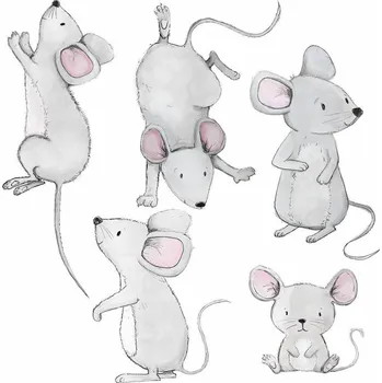 Samolepící dekorace Bayo Samolepka na zeď Myší rodina, šedá