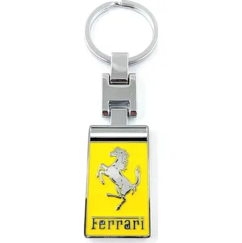 Přívěšek na klíče FERRARI žlutý kovový, včetně kroužku na klíče