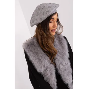 Čepice Dámská čepice baret s aplikací model 31826 šedá