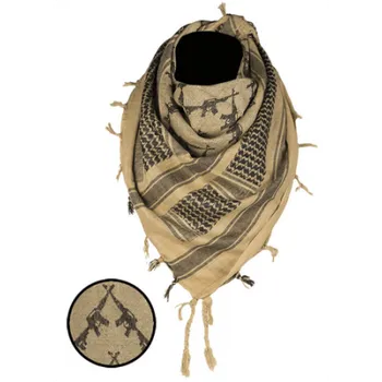 Šátek Shemagh s motivem pušek, Mil-Tec, coyote/černá
