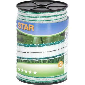 Ohradník Ohradníková páska 12 mm 200 m STAR bílá/zelená