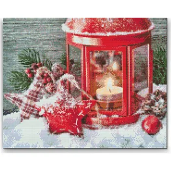 Diamantové malování Diamantové malování - Červená lucerna Velikost: 30x40cm, Rámování: Pouze srolované plátno, Diamanty: Kulaté