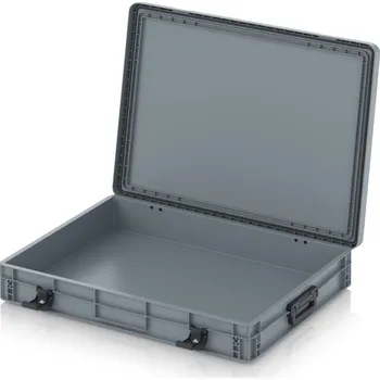 paleta Euro přepravka s víkem s panty Pro 81,3 x 62,8 x 13,8 cm, zavřená - Stříbrošedá - materiál: PP - EDP S 86/12 HG 2G