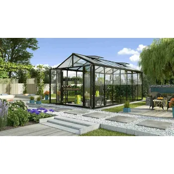 Skleník Zahradní skleník VITAVIA ZEUS COMFORT 13800 sklo 3 mm + polykarbonát 10 mm, černý Varianta: skleník VITAVIA ZEUS COMFORT 13800 sklo 3 mm + PC 10 mm černý LG3717