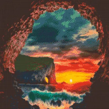 Diamantové malování Diamantové malování - Tunel v jeskyni Velikost: 50x50cm, Rámování: Pouze srolované plátno, Diamanty: Čtvercové