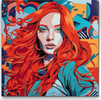 Diamantové malování Diamantové malování - Smyslná zrzka Velikost: 50x50cm, Rámování: Pouze srolované plátno, Diamanty: Čtvercové