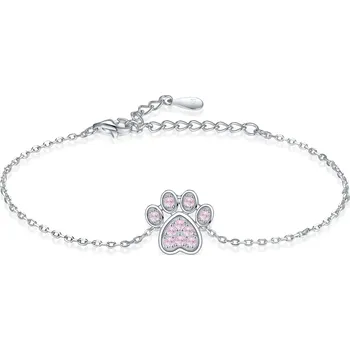 Náramek Olivie Stříbrný náramek TLAPKA PINK 8105 Ag 925; ≤2,3 g.