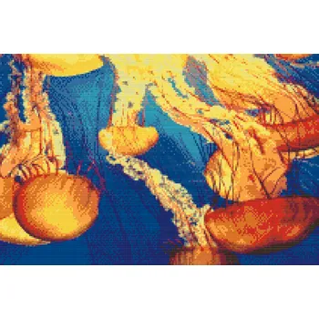 Diamantové malování Diamantové malování - Medúzy v oceánu Velikost: 40x60cm, Rámování: Pouze srolované plátno, Diamanty: Kulaté