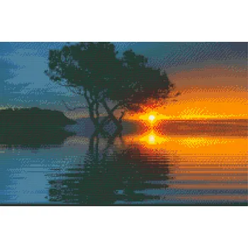 Diamantové malování Diamantové malování - Západ slunce u jezera Velikost: 40x60cm, Rámování: Pouze srolované plátno, Diamanty: Kulaté