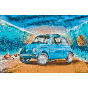 Diamantové malování Diamantové malování - Fiat 500 Velikost: 40x60cm, Rámování: Pouze srolované plátno, Diamanty: Čtvercové