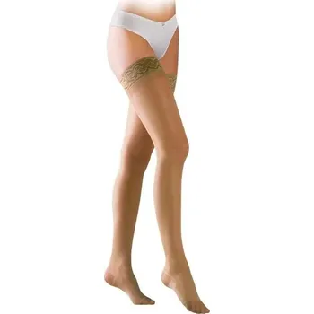 Dámské punčochy Stehenní punčochy Avicenum PHLEBO 360 FINE II.KT—Velikost 4, barva natura, s krajkou, délka normal, se špicí