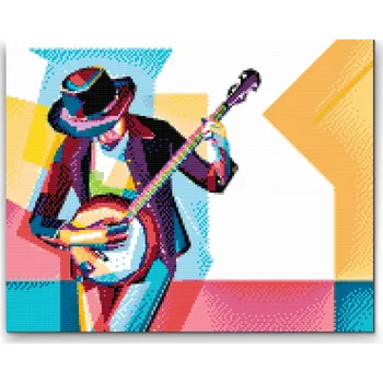 Diamantové malování Diamantové malování - Muž hrající na banjo Velikost: 30x40cm, Rámování: Pouze srolované plátno, Diamanty: Čtvercové