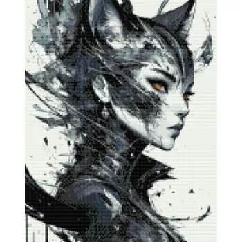 Diamantové malování Diamantové malování - Kočičí žena Velikost: 40x50cm, Rámování: Pouze srolované plátno, Diamanty: Kulaté