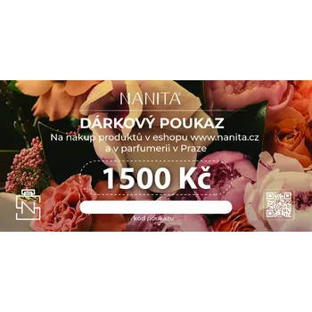 Dárkový potravinový koš NANITA parfémy, dárkový poukaz v hodnotě 1500 Kč Dárkový poukaz