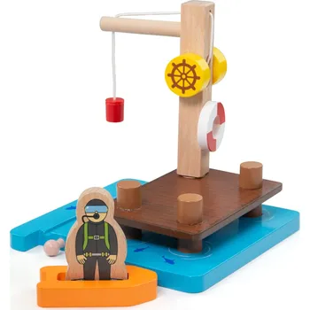 Vláček a vláčkodráha Bigjigs Rail Přístav s jeřábem, člunem a potápečem