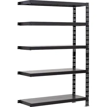 Dílenský regál Přístavba na policový zátěžový regál Trestles RTCL 1800x1600x500, nosnost 1000 kg, 5 polic, černý RTCL-IUE5016-5P