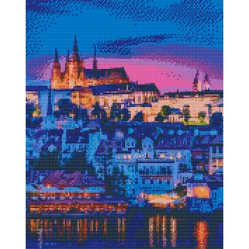 Diamantové malování - Pražský hrad Velikost: 40x50cm, Rámování: Pouze srolované plátno, Diamanty: Čtvercové
