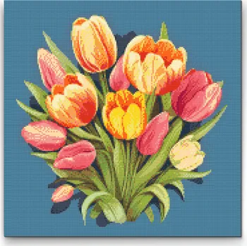 Diamantové malování Diamantové malování - Kytice tulipánů Velikost: 50x50cm, Rámování: Pouze srolované plátno, Diamanty: Kulaté