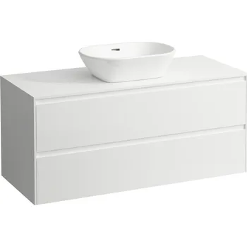 Koupelnový nábytek Lani - zásuvkový element 120 cm, s výřezem uprostřed, se 2 zásuvkami, bílá matná H4043311122601