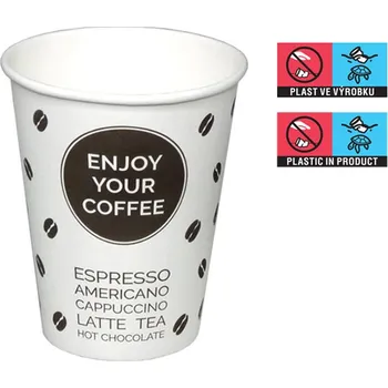 Jednorázové nádobí Kelímek papírový 300/350ml 12oz 90mm ENJOY COFFEE - EU logo - 1000 ks