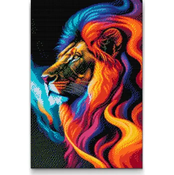 Diamantové malování Diamantové malování - Majestátní lev Velikost: 40x60cm, Rámování: Pouze srolované plátno, Diamanty: Čtvercové