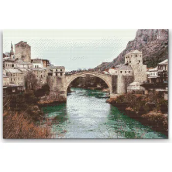 Diamantové malování Diamantové malování - Most ve městě Mostar Velikost: 40x60cm, Rámování: Pouze srolované plátno, Diamanty: Čtvercové