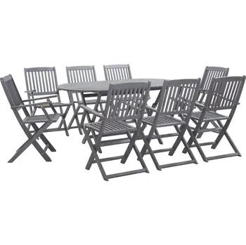 Zahradní sestava vidaXL 9dílný zahradní jídelní set masivní akáciové dřevo šedý [278924]