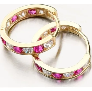 Náušnice Dámské náušničky bílé zlato 585 kroužky se zirkony PKL22-040