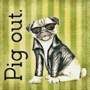 Diamantové malování Diamantové malování - Mops s brýlemi Velikost: 50x50cm, Rámování: Pouze srolované plátno, Diamanty: Kulaté