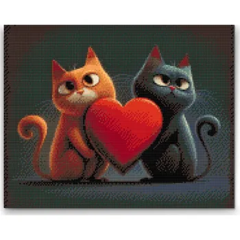 Diamantové malování Diamantové malování - Zamilované kočky Velikost: 40x50cm, Rámování: Pouze srolované plátno, Diamanty: Kulaté