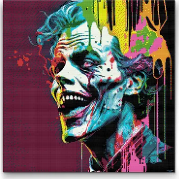 Diamantové malování Diamantové malování - Šílený klaun Velikost: 50x50cm, Rámování: Pouze srolované plátno, Diamanty: Kulaté